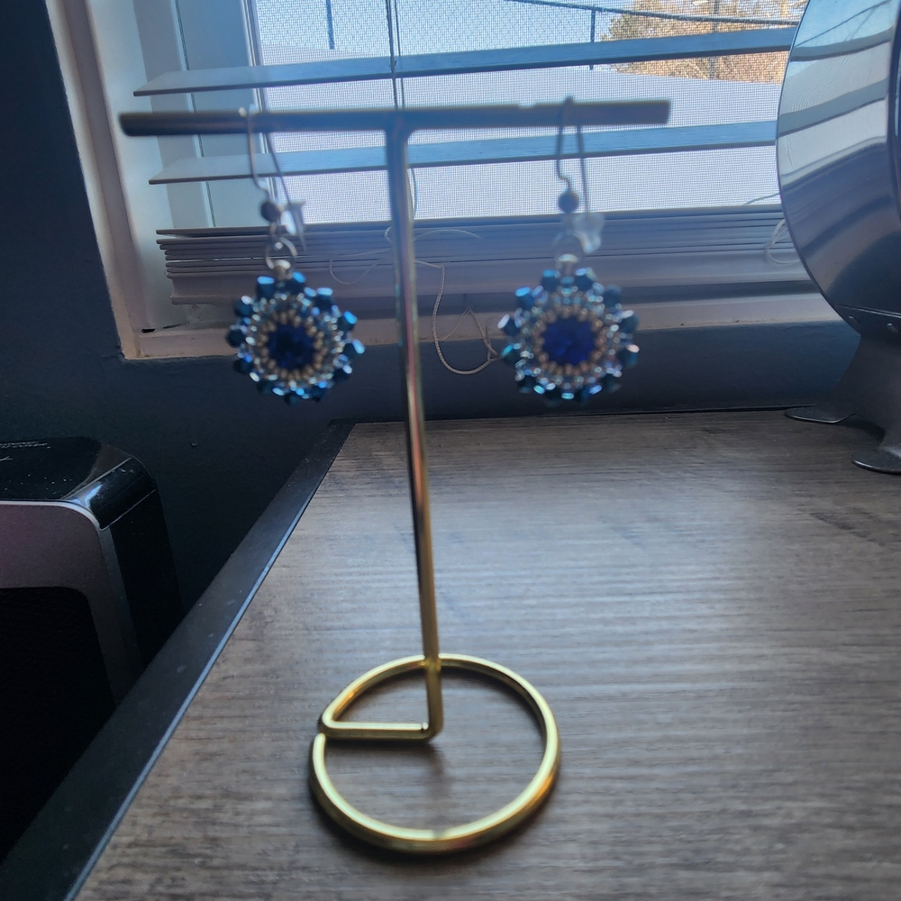 Elegant Blue Beaded Earrings